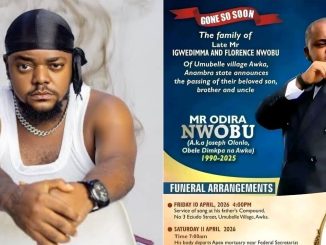Family announces burial of late Odira Nwobu in Anambra