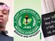 UTME 2026: 200-level medical student who wrote exam "for fun" post result online
